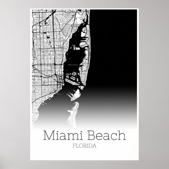 Miami Beach Map - Florida - City Map Poster (Vorne)