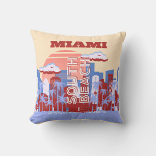 Miami Beach, Miami Reise Kunst, Retro Kissen