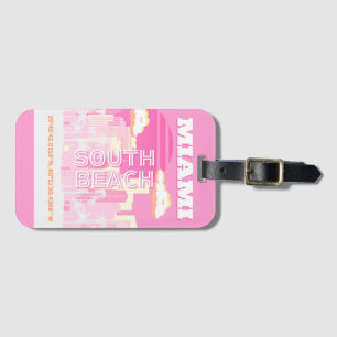 Miami Beach, Miami Travel Art, Preppy, Pink Gepäckanhänger