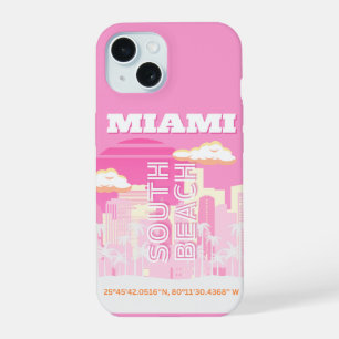 Miami Beach, Miami Travel Art, Preppy, Pink iPhone 15 Hülle