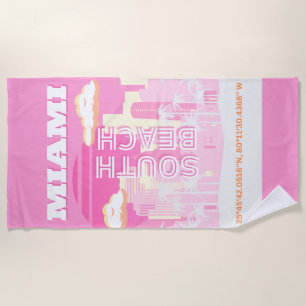 Miami Beach, Miami Travel Art, Preppy, Pink Strandtuch