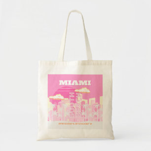 Miami Beach, Miami Travel Art, Preppy, Pink Tragetasche