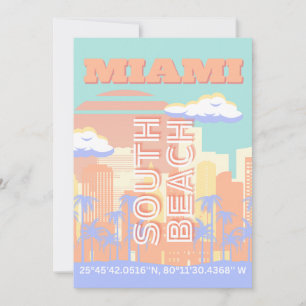 Miami Beach, Miami Travel Art, Preppy Room, Pastel Feiertagskarte