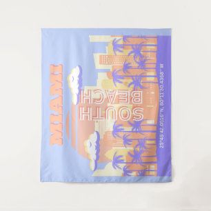 Miami Beach, Miami Travel Art, Preppy Room, Pastel Wandteppich