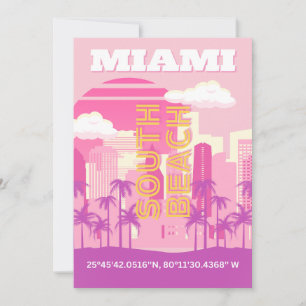Miami Beach, Miami Travel Art, Preppy Room, Pink Feiertagskarte