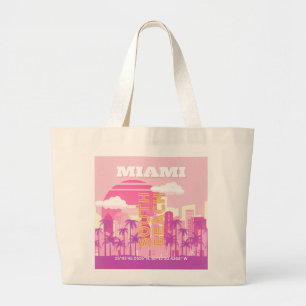 Miami Beach, Miami Travel Art, Preppy Room, Pink Jumbo Stoffbeutel