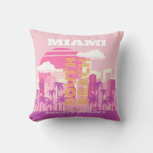 Miami Beach, Miami Travel Art, Preppy Room, Pink Kissen