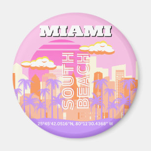 Miami Beach, Miami Travel Art, Preppy Room, Pink Magnet