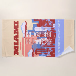 Miami Beach, Miami Travel Art, Retro Strandtuch