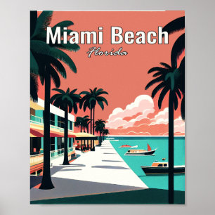 Miami Beach Minimalist Art Travel Poster