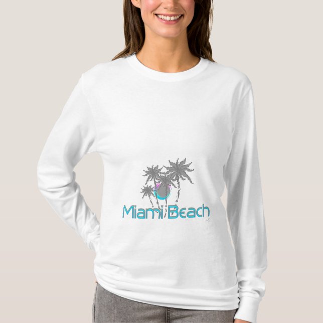 Miami Beach, Palms, Aqua, Cool T-Shirt (Vorderseite)