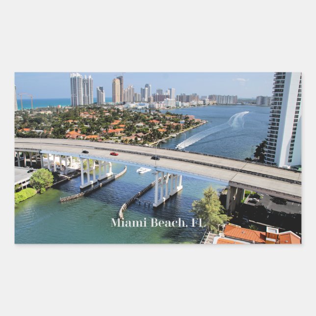 Miami Beach Panoramablick Rechteckiger Aufkleber (Vorderseite)