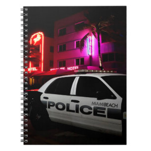 Miami Beach Polizeiauto auf Ocean Drive Notizblock