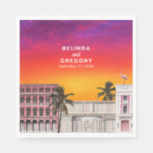 Miami Beach Regenbogen-Reihe Charleston Palme Hoch Serviette