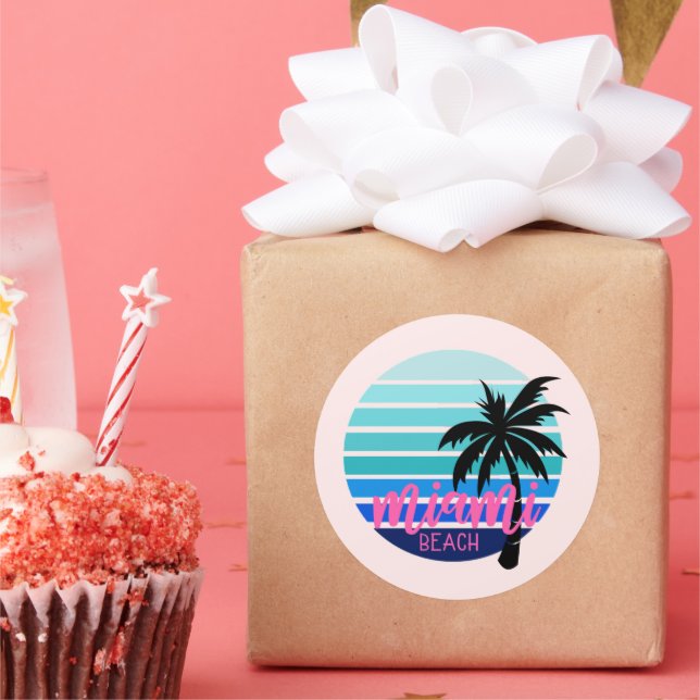 Miami Beach Runder Aufkleber (Party)
