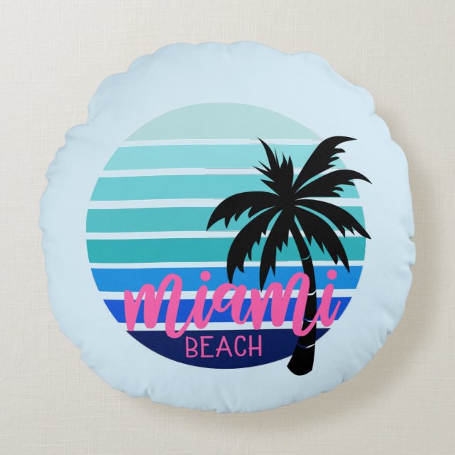 Miami Beach Rundes Kissen (Vorderseite)