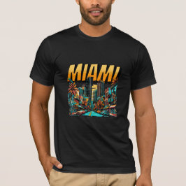 Miami Beach Skyline Retro Tee