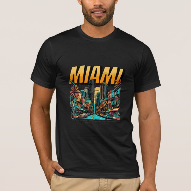 Miami Beach Skyline Retro Tee (Vorderseite)