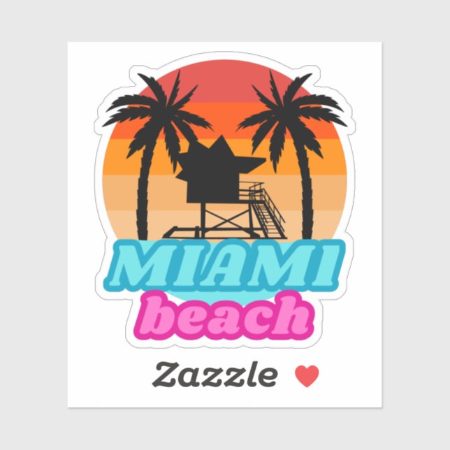 Miami Beach Sommer Zeit Rettungsschwimmer Turm 1 Aufkleber (Blatt)