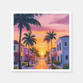 Miami Beach Sonnenuntergang | Ozean Florida Aquare Serviette