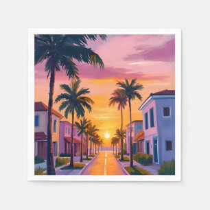 Miami Beach Sonnenuntergang Ozean Florida Aquare Serviette