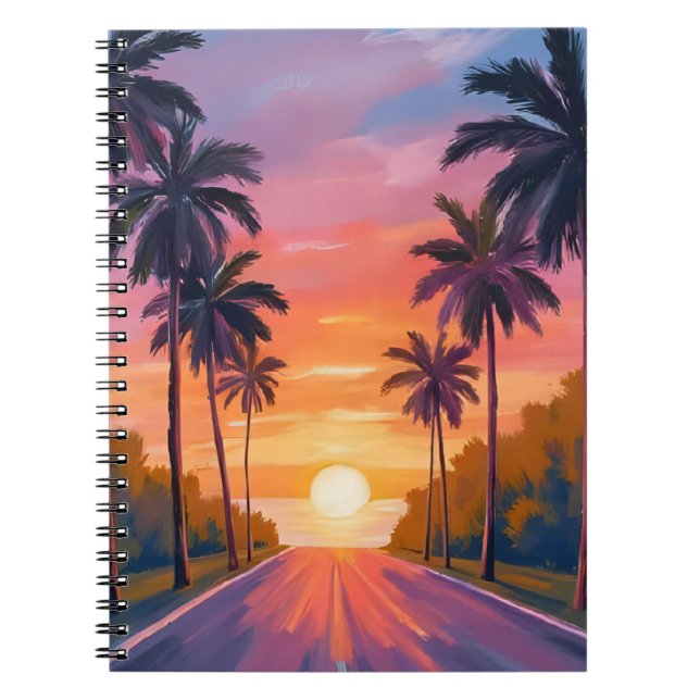 Miami Beach Sunset Palm Tree Tropical Notizblock (Vorderseite)