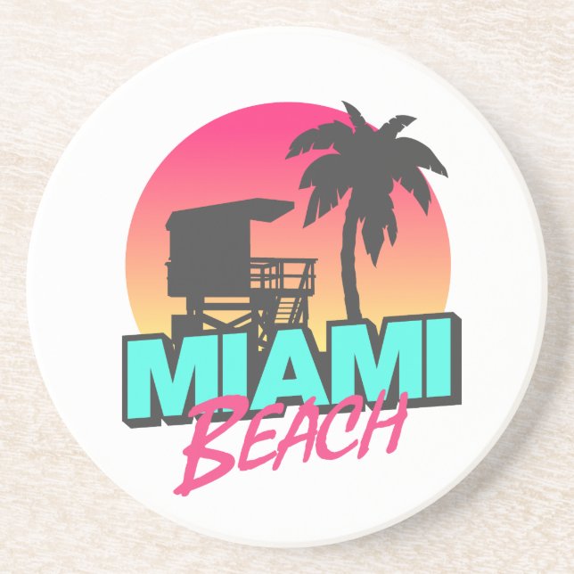 Miami Beach Travel Vintag Getränkeuntersetzer (Vorne)