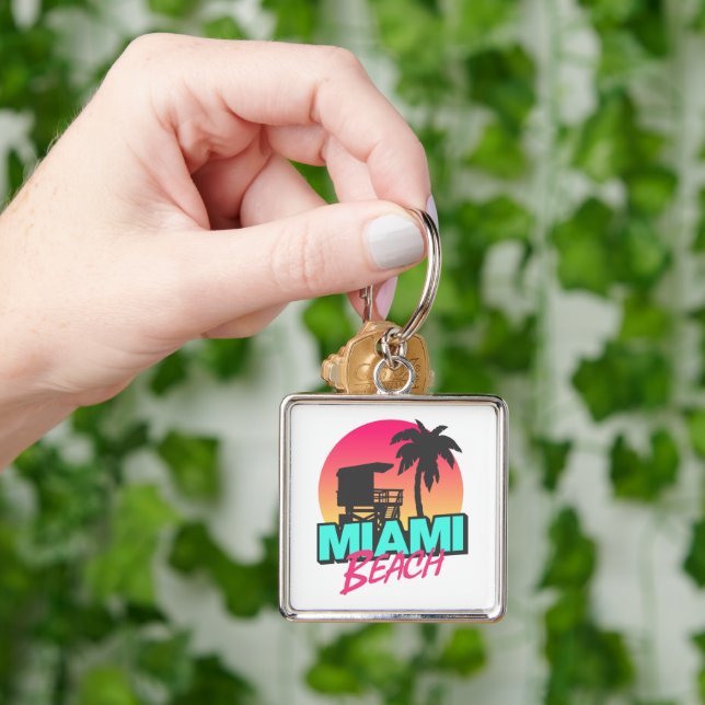 Miami Beach Travel Vintag Schlüsselanhänger (Hand)