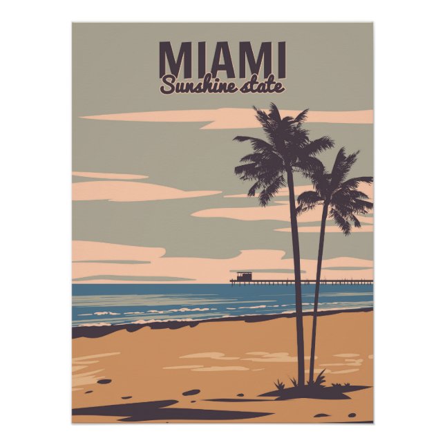 Miami Beach Vintage Poster. Strand Poster (Vorderseite)