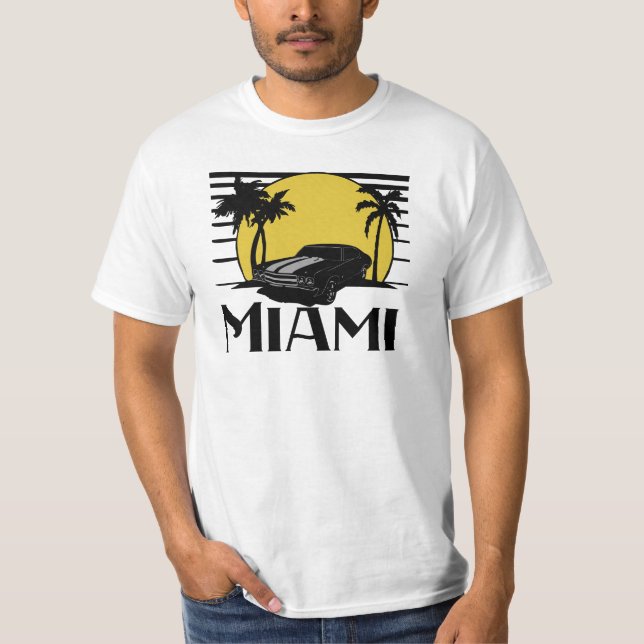 Miami- Beachsonnenuntergang-Brandungs-Auto-T - T-Shirt (Vorderseite)