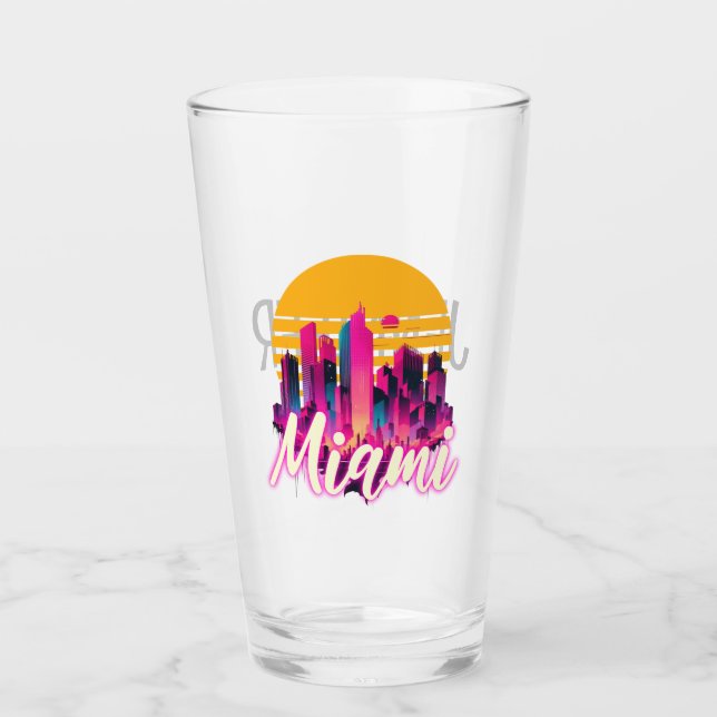 Miami bei Sonnenuntergang Glas (Vorderseite)