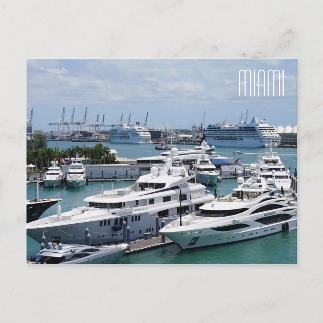 Miami Big Yachten Postcard Postkarte (Vorderseite)