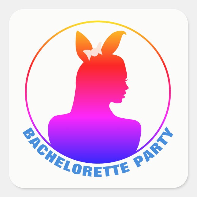 Miami Bunny Girl Junggeselinnen-Abschied Quadratischer Aufkleber (Vorderseite)