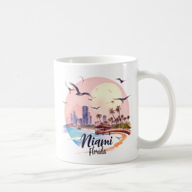 Miami City Florida Skyline Kaffeetasse (Rechts)