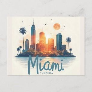 Miami City Florida Skyline Postkarte