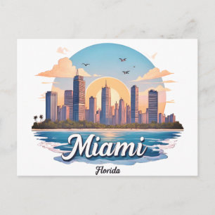 Miami City Florida Skyline Postkarte
