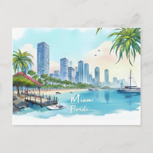 Miami City Florida Skyline Postkarte