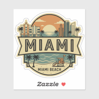 Miami City Florida Skyline Vintage Reiseabzeichen Aufkleber