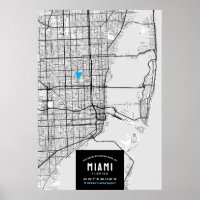 Miami City Map + Ihr Location Poster markieren