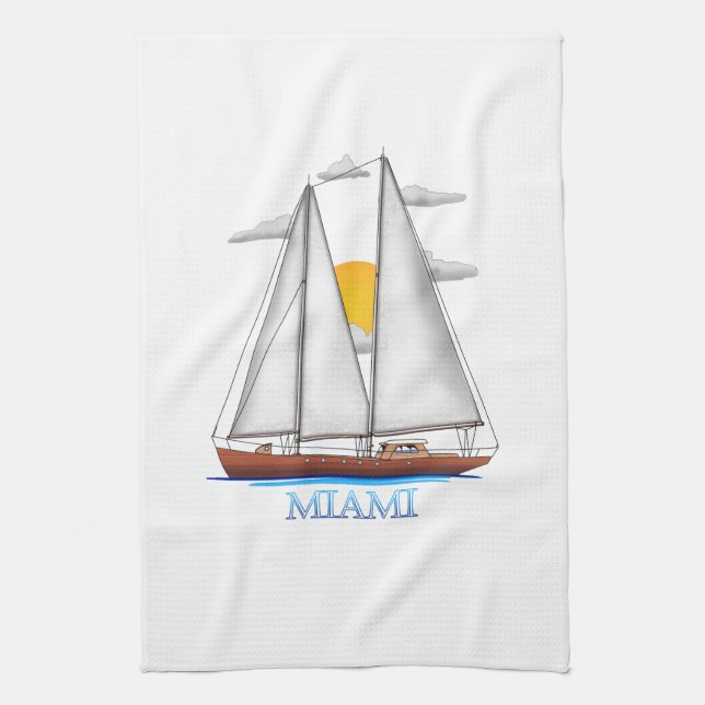 Miami Coastal Nautical Sailing Sailor Geschirrtuch (Vertikal)