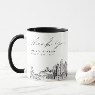Miami Croquis Simple Mariage Personnalisé Café Mug