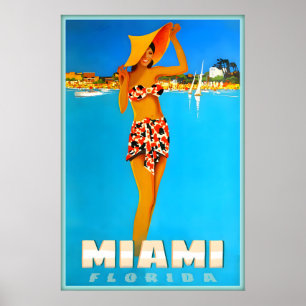 Miami Dade County Florida Reiseplakat Atlantik Poster