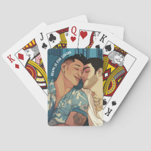 Miami Downtown Gay Men Cuddling Illustration Spielkarten