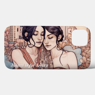 Miami Downtown Women Cuddling Lesbians Zeichnend Case-Mate iPhone Hülle