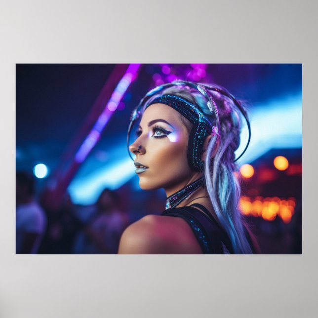 Miami EDM Rave Girl Poster (Vorne)