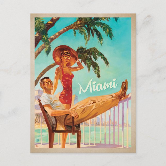 Miami, FL-Couple Postkarte (Vorderseite)