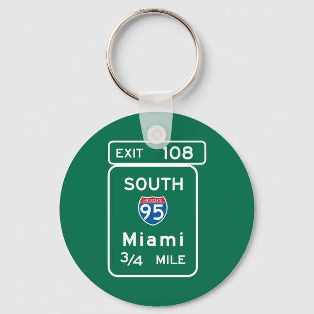 Miami, FL Road Sign Schlüsselanhänger (Vorderseite)