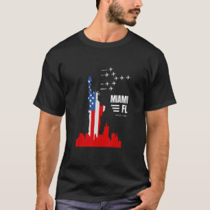 Miami FL Statue of Liberty Flag Falscher Name Stad T-Shirt
