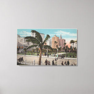 Miami, Florida - Ansicht von Bayfront Park u. Leinwanddruck