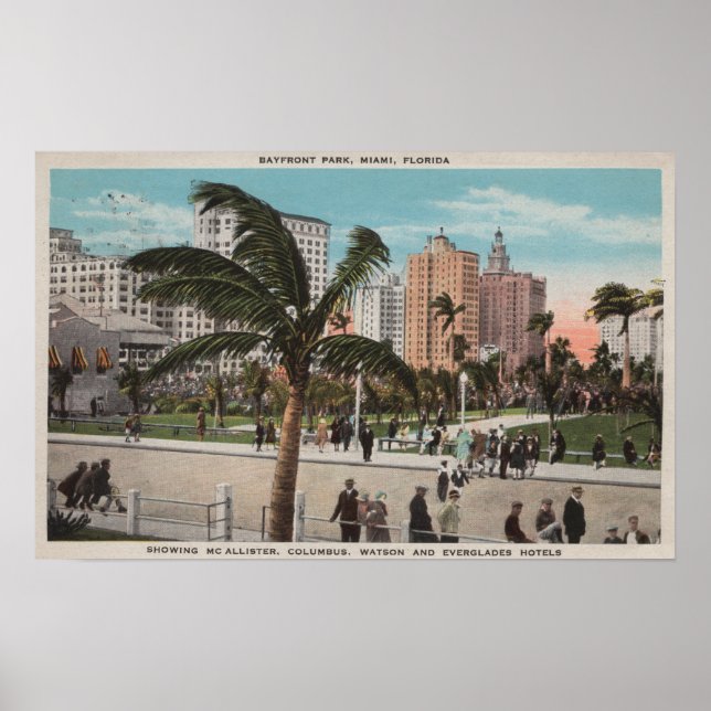 Miami, Florida - Aussicht auf Bayfront Park & Hote Poster (Vorne)